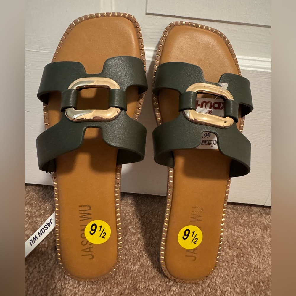 Jason Wu Women's Dark Green Slide Sandals